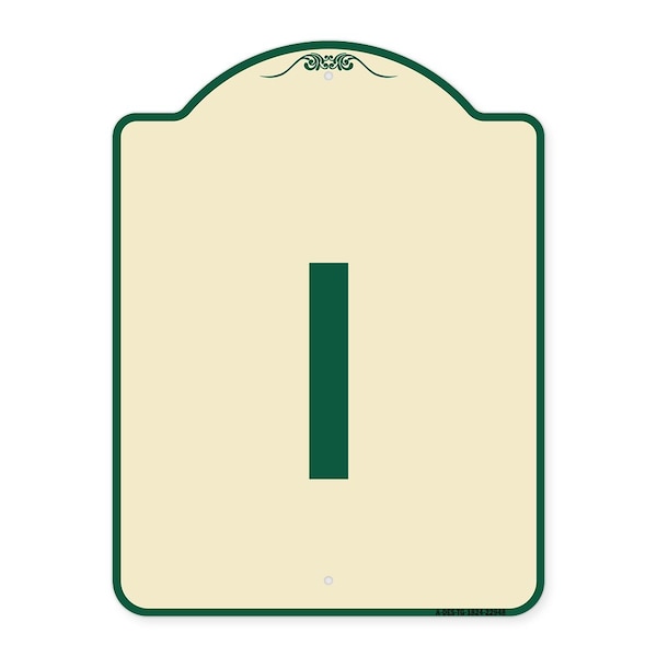 Signmission Designer Series Sign W/ Letter I, Tan & Green Heavy-Gauge Aluminum Sign, 24" x 18", TG-1824-22948 A-DES-TG-1824-22948 - main